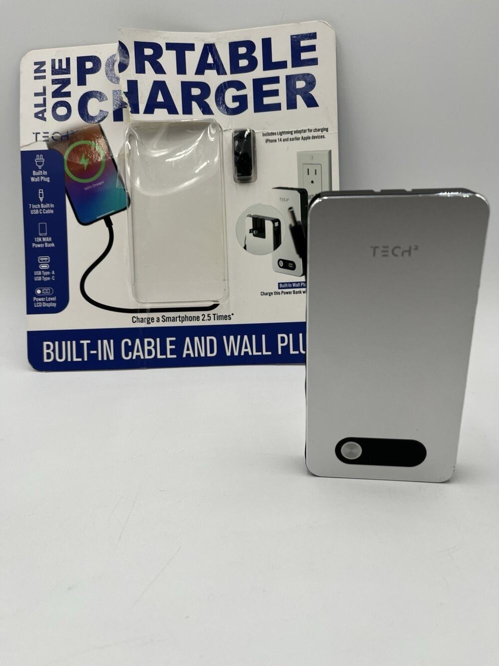 All In One Portable Charger And Wall Plug, 10000mAh/38.5Wh